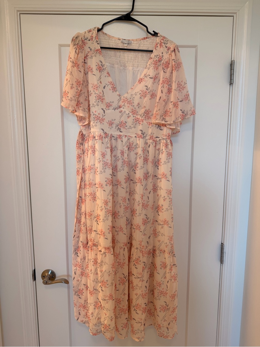 Baltic Born Peach Floral V-Neck Maxi Dress